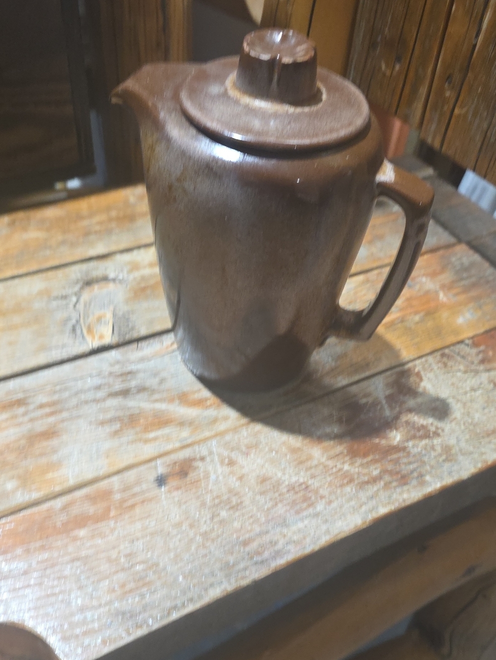 Frankoma Brown  Coffee Pot with Lid - Rustic Home Kitchen Pitcher